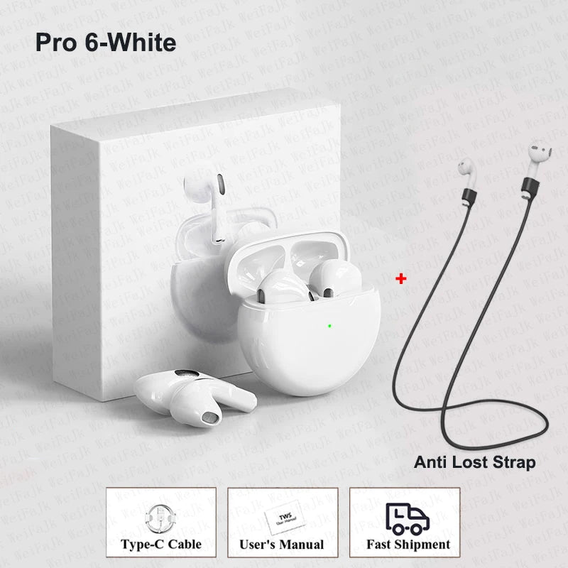 Fones de ouvido sem fio Bluetooth Air Pro 6 Pods