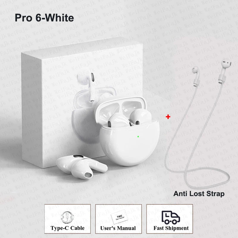 Fones de ouvido sem fio Bluetooth Air Pro 6 Pods