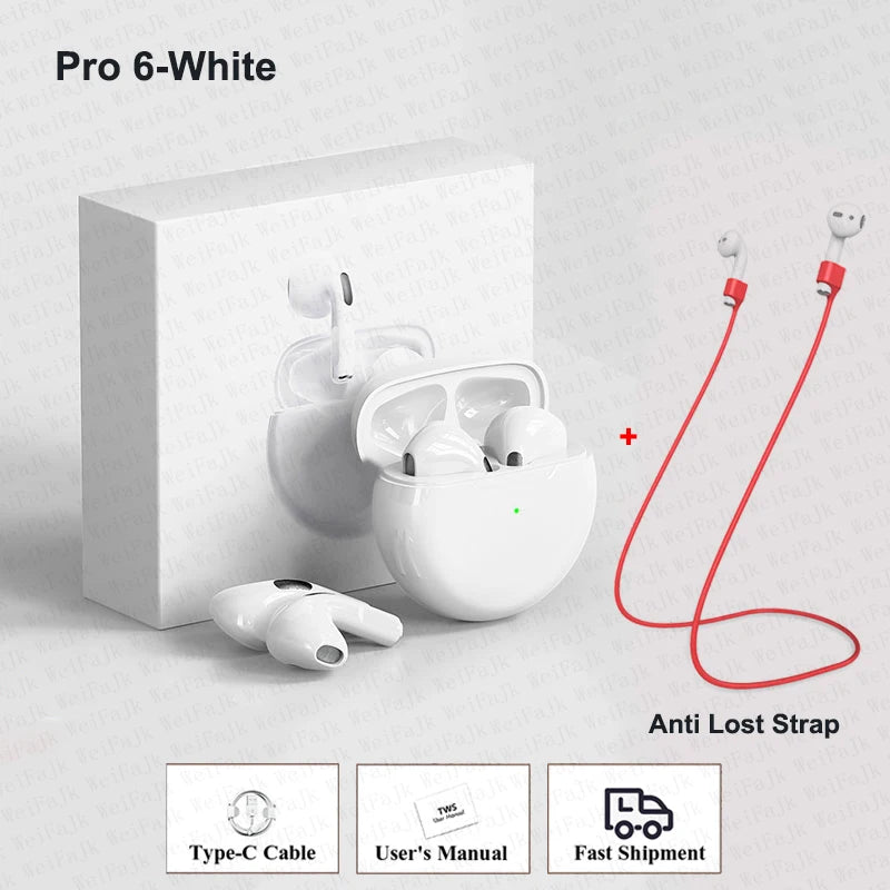 Fones de ouvido sem fio Bluetooth Air Pro 6 Pods