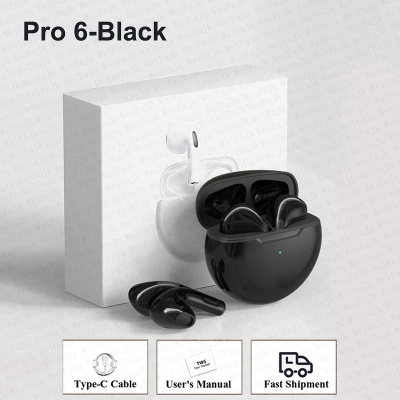 Fones de ouvido sem fio Bluetooth Air Pro 6 Pods